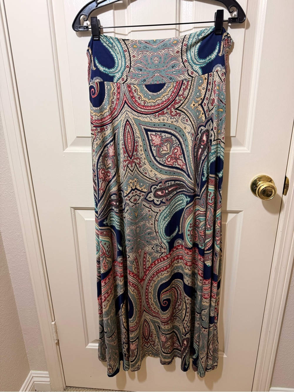 Gilli Paisley Maxi Skirt in Navy, Teal, Cream, and Burgundy